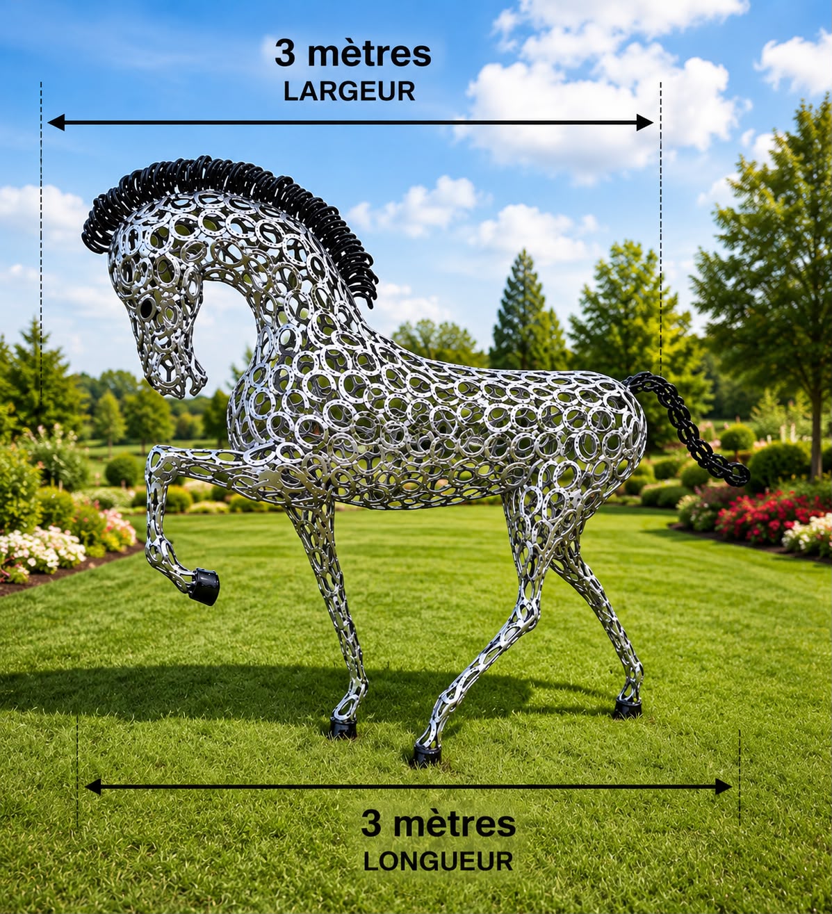 Cheval argenté monumental